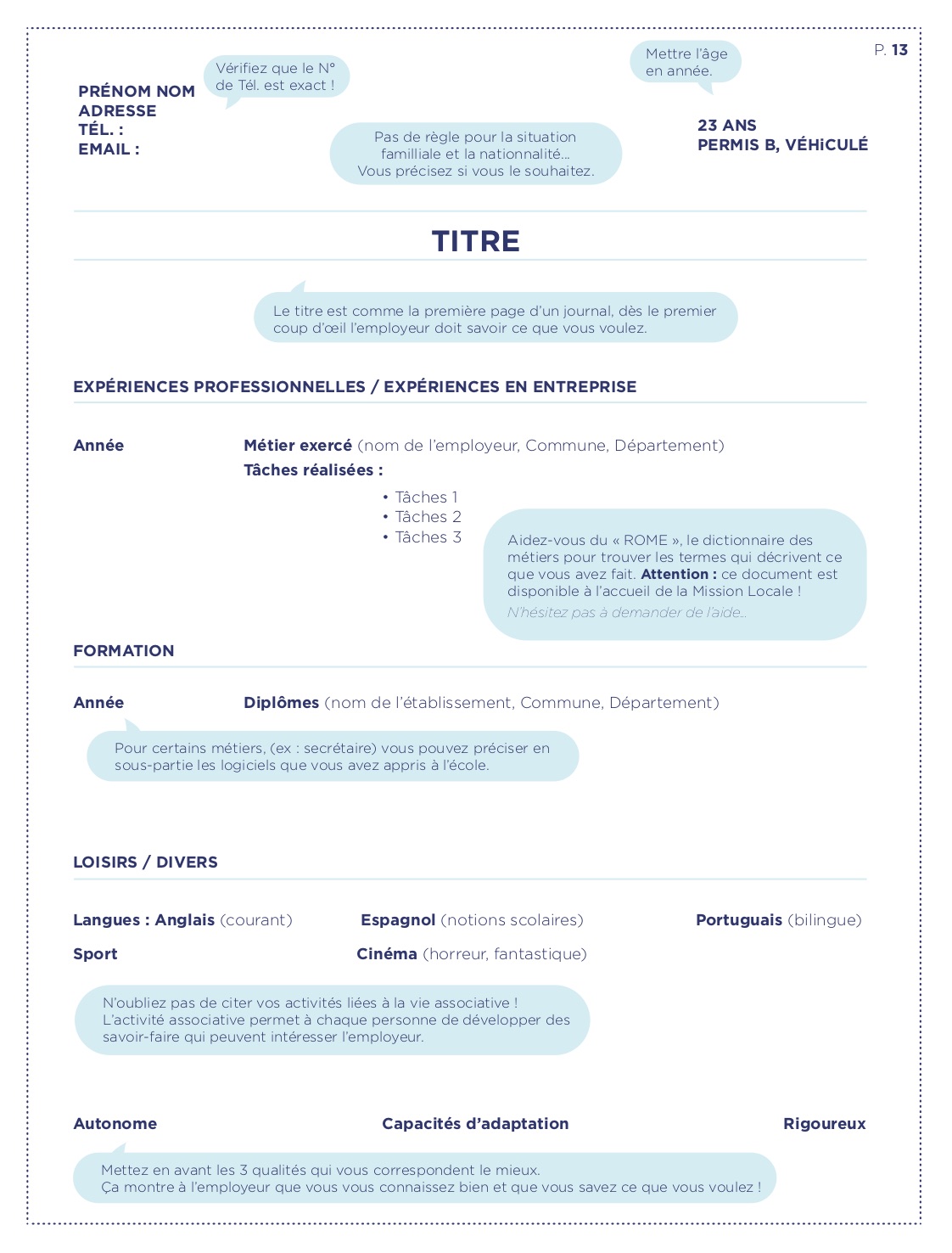 La forme du CV La forme du CV